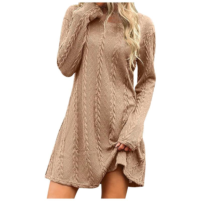 Casual Dresses Women Round Collar Long Sleeve Mini Dress 2021 Autumn Winter Solid A-line Office Lady Elegant Sweater Robe, Black
Casual Dresses Women Round Collar Long Sleeve Mini Dress 2021 Autumn Winter Solid A-line Office Lady Elegant Sweater Robe, Black