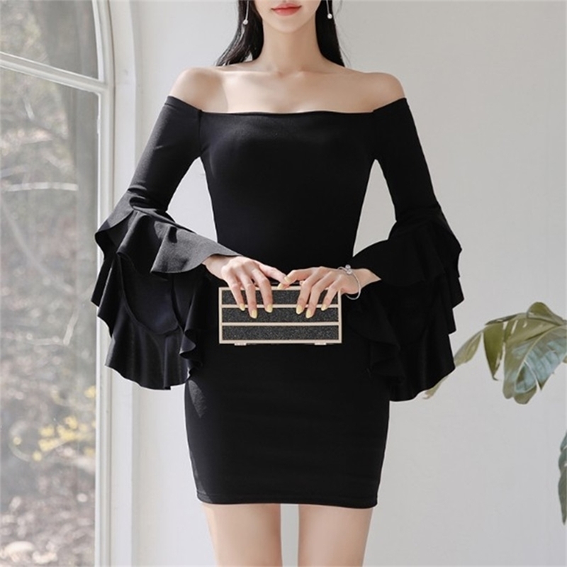 Fare Sleeve Ruffles Bodycon Dress Women Elegant Slash neck Lace Dreses Ruched Draped Bottoming Vestidos 210603, Picture color
Fare Sleeve Ruffles Bodycon Dress Women Elegant Slash neck Lace Dreses Ruched Draped Bottoming Vestidos 210603, Picture color