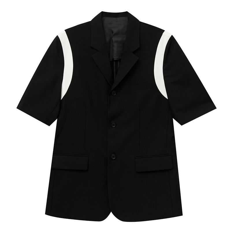 IEFB Men's Clothing Summer Short Sleeve Korean Trend Ins Blazer Contrast Stitching Loose Causal Suit Men's Coat 9Y7146 210524