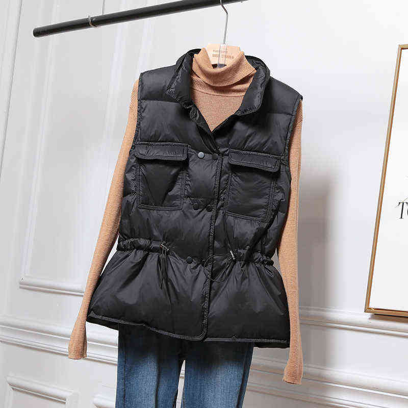 Winter Down Vest Women Short Sleeveless Vest Jacket Lightweight Body Warmer Waistcoat Female White Gilets Windbreaker Down Coat 211105
