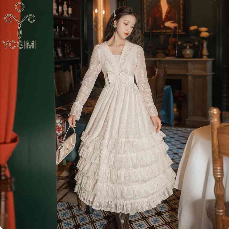 YOSIMI Beige Lace Dress Elegant Summer Ruffles Fraiy V-neck A-Line Mid-calf Long Sleeve Birthday Party Women Cake Dresses 210604, Ivory
YOSIMI Beige Lace Dress Elegant Summer Ruffles Fraiy V-neck A-Line Mid-calf Long Sleeve Birthday Party Women Cake Dresses 210604, Ivory