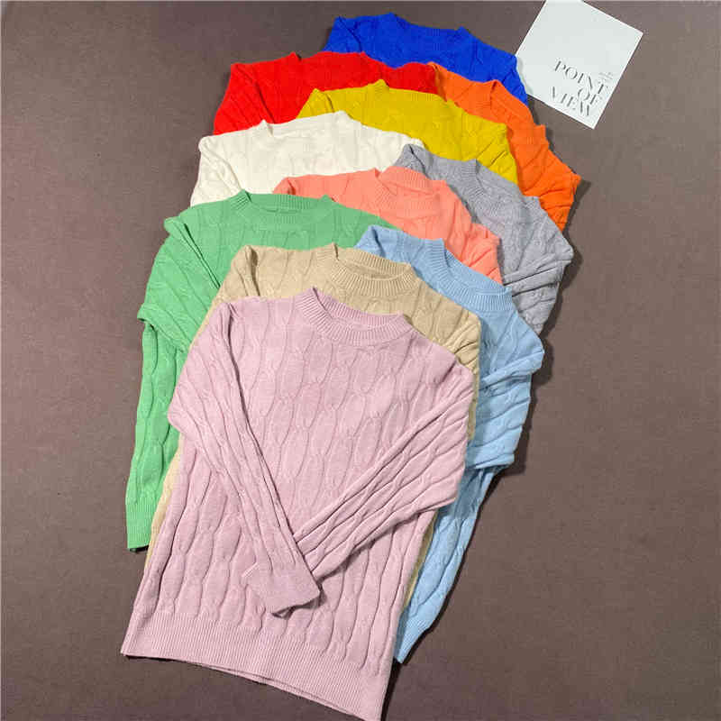 Colorfaith New Autumn Winter Women's Sweaters Pullovers Warm Minimalist Korean Elegant Pink Solid Ladies Jumpers SW1063JX 210413