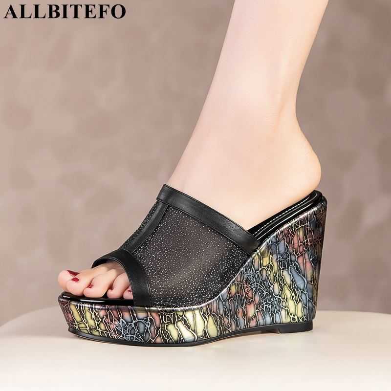 ALLBITEFO peep toe sandals Breathable meah fashion women slippers genuine leather summer flip flops Waterproof high heel shoes 210611, As picture
ALLBITEFO peep toe sandals Breathable meah fashion women slippers genuine leather summer flip flops Waterproof high heel shoes 210611, As picture