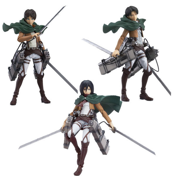 Japanese Anime Attack on Titan Figma 213# Levi 203# Mikasa 207# Eren PVC Action Figure Model Collectible Toy Doll Gifts Q0722
Japanese Anime Attack on Titan Figma 213# Levi 203# Mikasa 207# Eren PVC Action Figure Model Collectible Toy Doll Gifts Q0722