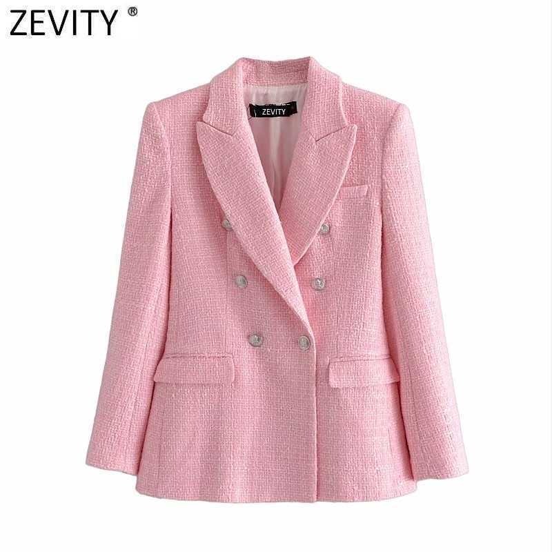 Zevity Women Sweet Double Breasted Texture Pink Tweed Woolen Blazer Coat Vintage Female Outerwear Chic Business Slim Tops CT714 210603, Bb p1098
Zevity Women Sweet Double Breasted Texture Pink Tweed Woolen Blazer Coat Vintage Female Outerwear Chic Business Slim Tops CT714 210603, Bb p1098