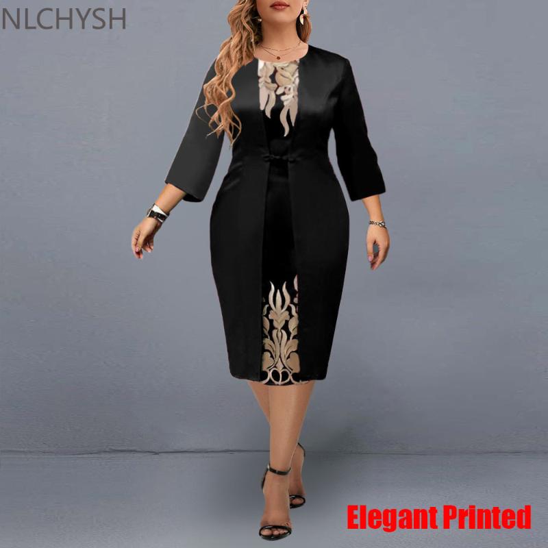 Plus Size Dresses Elegant Dress 2022 Women Chic Printed Year Evening Party Autumn Round Neck Midi Christmas Club Outfits, Black
Plus Size Dresses Elegant Dress 2022 Women Chic Printed Year Evening Party Autumn Round Neck Midi Christmas Club Outfits, Black
