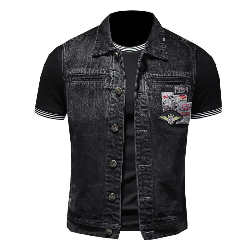Men' Vests Denim Mens Motorcycle Vest Embroidery Patch Desgin Waistcoat Multiple Badges Trucker Casual Jean Sleeveless Jackets Coat For Men, Black
Men' Vests Denim Mens Motorcycle Vest Embroidery Patch Desgin Waistcoat Multiple Badges Trucker Casual Jean Sleeveless Jackets Coat For Men, Black