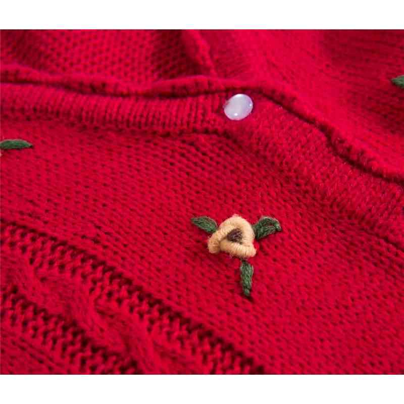 Fashion Vintage Floral Embroidered Autumn Kintted Cardigan Sweater Women France White Emile Carfigans Fall Female Sweaters 210508