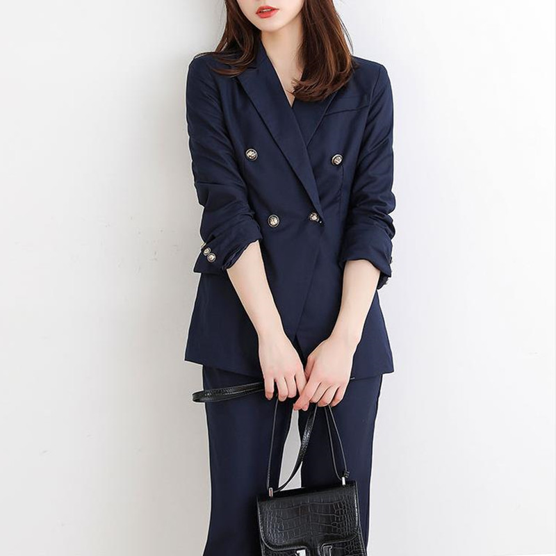 Fashion Female Blazer Pants Suit OL Elegant Business Wear Blazers + Suits 2 Piece Set Women Clothing 210421