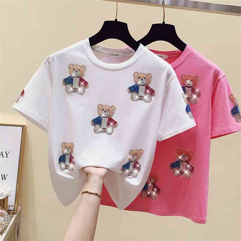 Summer Cotton Tops Woman T-shirt Printed Diamond Tee Shirt Pink Short Sleeve Tshirt Women Kawaii Clothes 210708, White
Summer Cotton Tops Woman T-shirt Printed Diamond Tee Shirt Pink Short Sleeve Tshirt Women Kawaii Clothes 210708, White