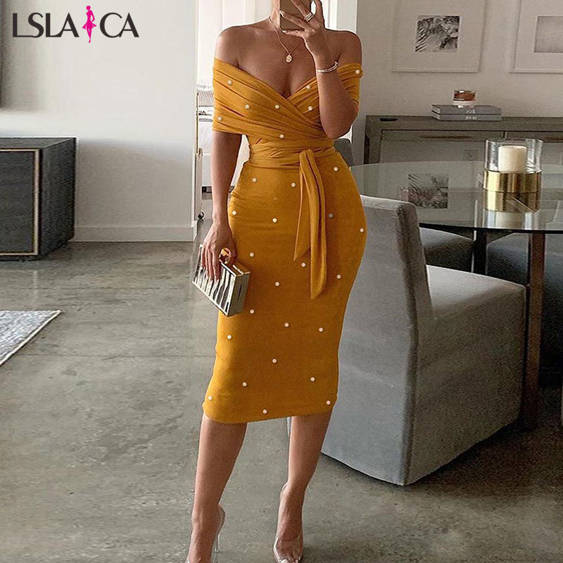 Fashion dress women off shoulder sexy elegant midi bandage backless office party evening bodycon 210520, Khaki
Fashion dress women off shoulder sexy elegant midi bandage backless office party evening bodycon 210520, Khaki