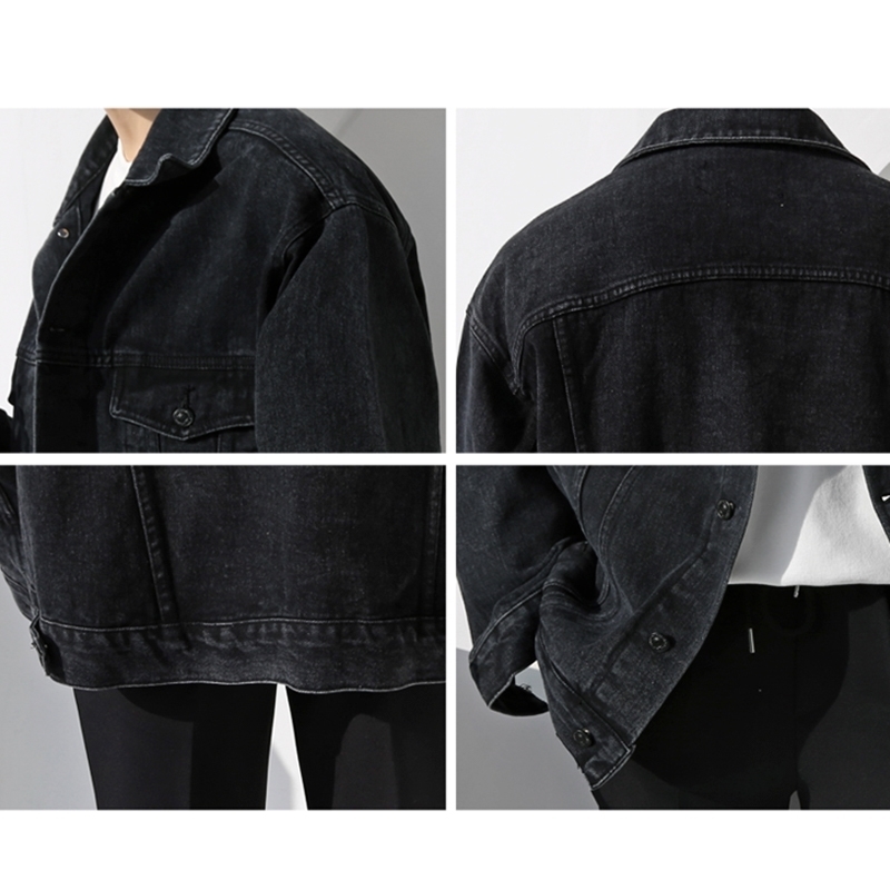 IEFB Spring Men's Denim Jacket Men's Loose Korean Fashion Black Denim Coat Casual Work Jacket Men Big Size Loose Clothes 210524