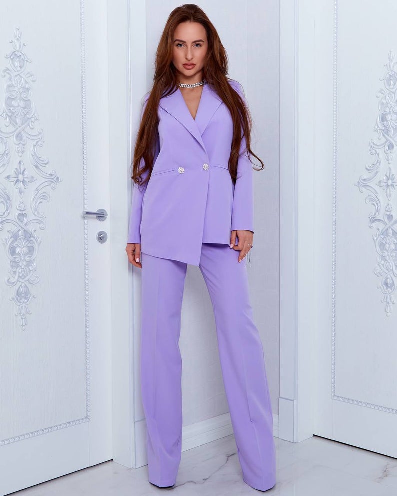 Fashion Design Women Blazer Suits with Beading Tassel Long Sleeve Ladies Formal Pants Suit Prom Party Wedding (jacket+pants)