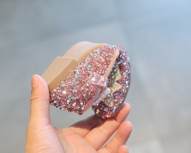 Children Sneakers Bowknot Middle Small Girls' Leather Cute Pearl Student Performance Kids Shoes