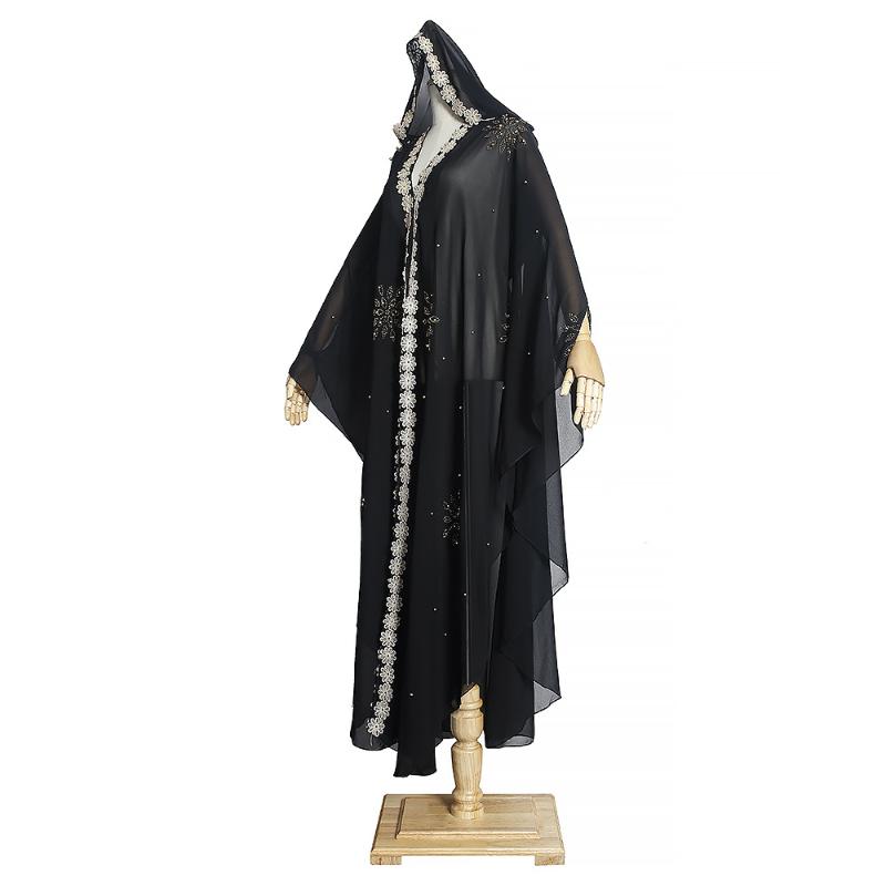 Casual Dresses 2021 Ethnic Style African Commuter Street Printed Hoodie Loose Large Nail Bead Embroidery Single Row Long Dress