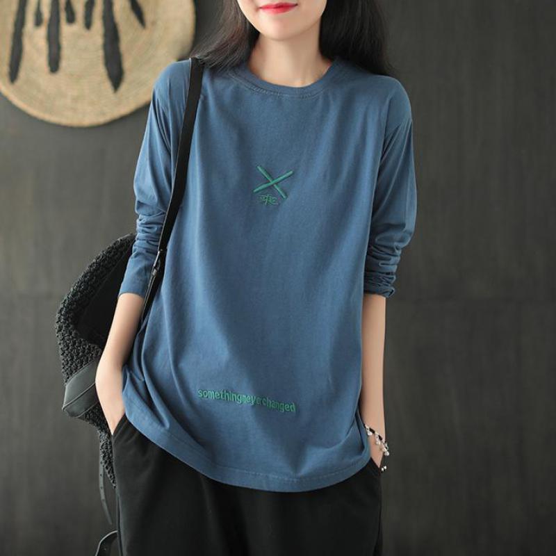 Johnature Autumn Cotton Retro Embroidery O-neck Long Sleeve Pullover T-shirt Loose Leisure Fashion All-match Women Tops 210521, Green
Johnature Autumn Cotton Retro Embroidery O-neck Long Sleeve Pullover T-shirt Loose Leisure Fashion All-match Women Tops 210521, Green