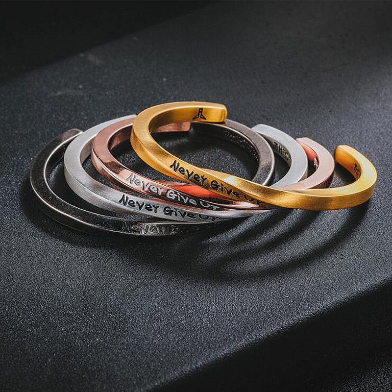 316 titanium steel Bangle fashion spiral lovers letter NEVER GIVE UP couple men and women bracelet gift
316 titanium steel Bangle fashion spiral lovers letter NEVER GIVE UP couple men and women bracelet gift