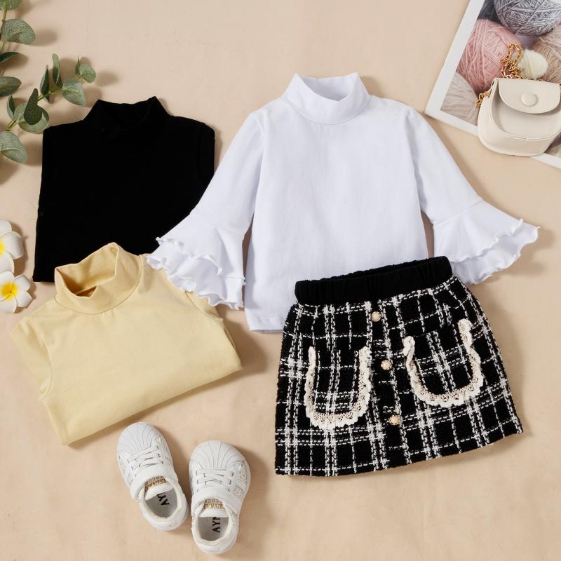 Clothing Sets 2PCS Toddler Girls Fall Outfits Flare Sleeve Turtleneck White Tops + Mini Plaid Skirt Set Baby Princess Party Clothes
Clothing Sets 2PCS Toddler Girls Fall Outfits Flare Sleeve Turtleneck White Tops + Mini Plaid Skirt Set Baby Princess Party Clothes