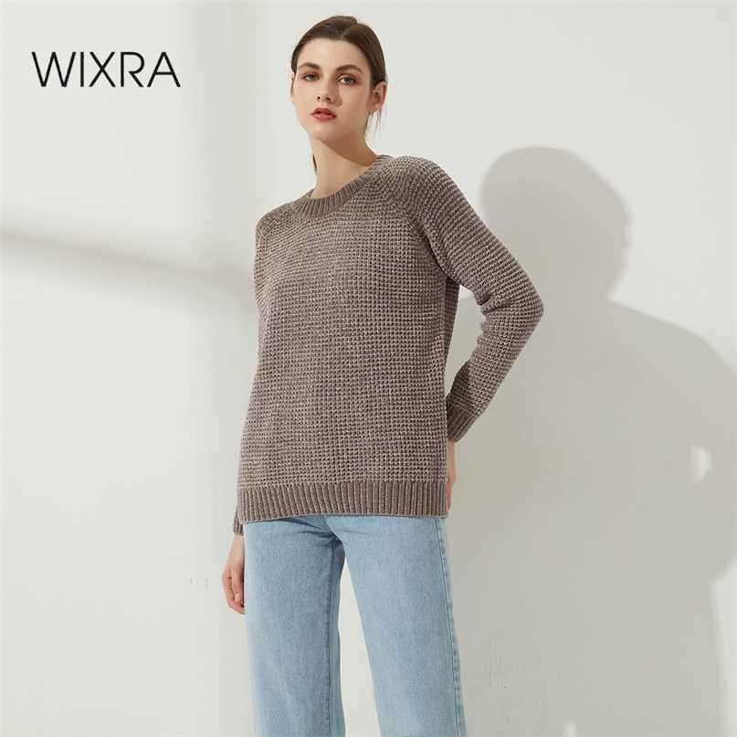 Wixra Thick Sweater Women Knitted Ribbed Pullover Long Sleeve Casual O Neck Jumpers Chenille Clothing Autumn Winter 211011Z
