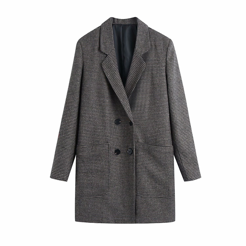 Ladies Classic Houndstooth Suit Lapel Long-Sleeved Double-Breasted Slim Temperament Jacket Women' 210521, Gray
Ladies Classic Houndstooth Suit Lapel Long-Sleeved Double-Breasted Slim Temperament Jacket Women' 210521, Gray