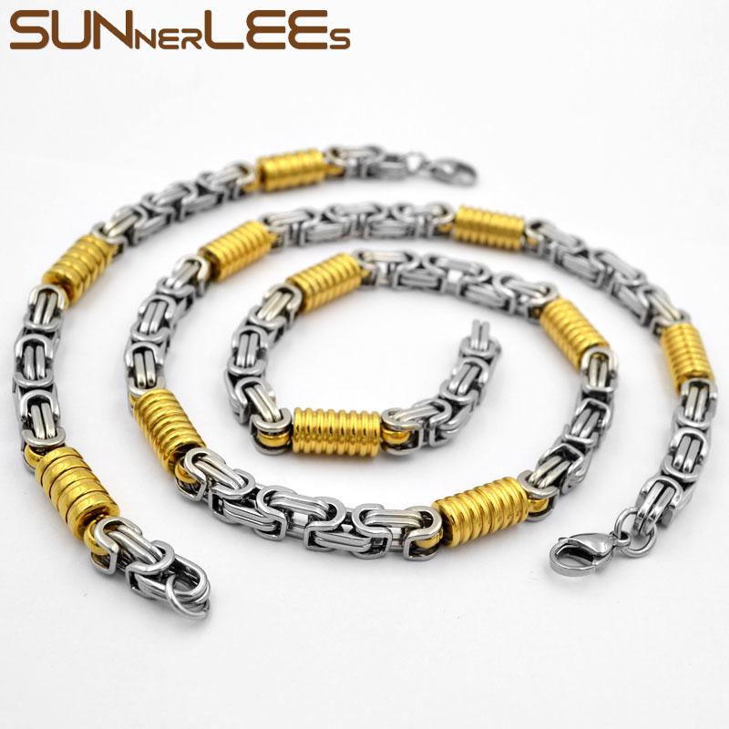 Earrings & Necklace SUNNERLEES 316L Stainless Steel Bracelet Set 8mm Geometric Byzantine Link Chain Gold Silver Color Men Women SC218 S
Earrings & Necklace SUNNERLEES 316L Stainless Steel Bracelet Set 8mm Geometric Byzantine Link Chain Gold Silver Color Men Women SC218 S
