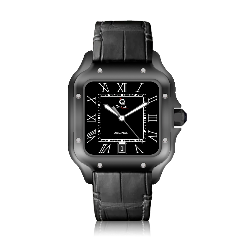 Men's Automatic Mechanical Watch REQUIN Santo Black Stainless Steel Case Leather Strap W2SA Three-Hand Calendar Sapphire Dial Fashion Casual 100XL, Multi-color
Men's Automatic Mechanical Watch REQUIN Santo Black Stainless Steel Case Leather Strap W2SA Three-Hand Calendar Sapphire Dial Fashion Casual 100XL, Multi-color