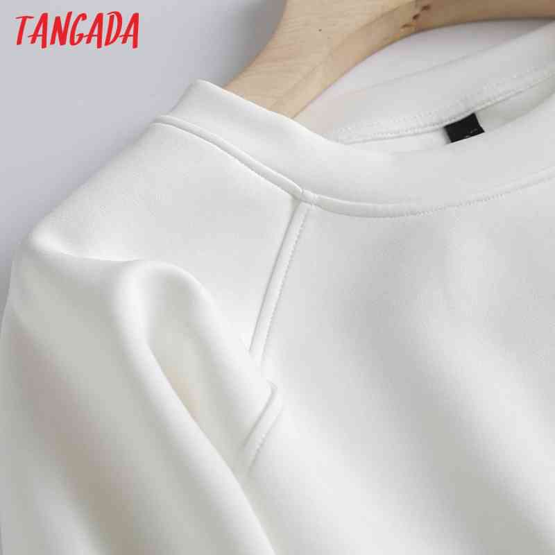Women White Sweatshirts Oversize Long Sleeve O Neck Loose Pullovers Female Tops 6D90 210416