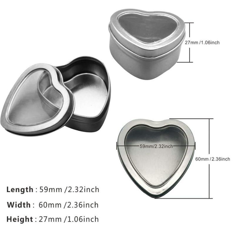 Storage Bottles & Jars 10Pack Empty Heart Shaped Sliver Metal Tins With Clear View Windoe Lid For Candle Makeing Gifts