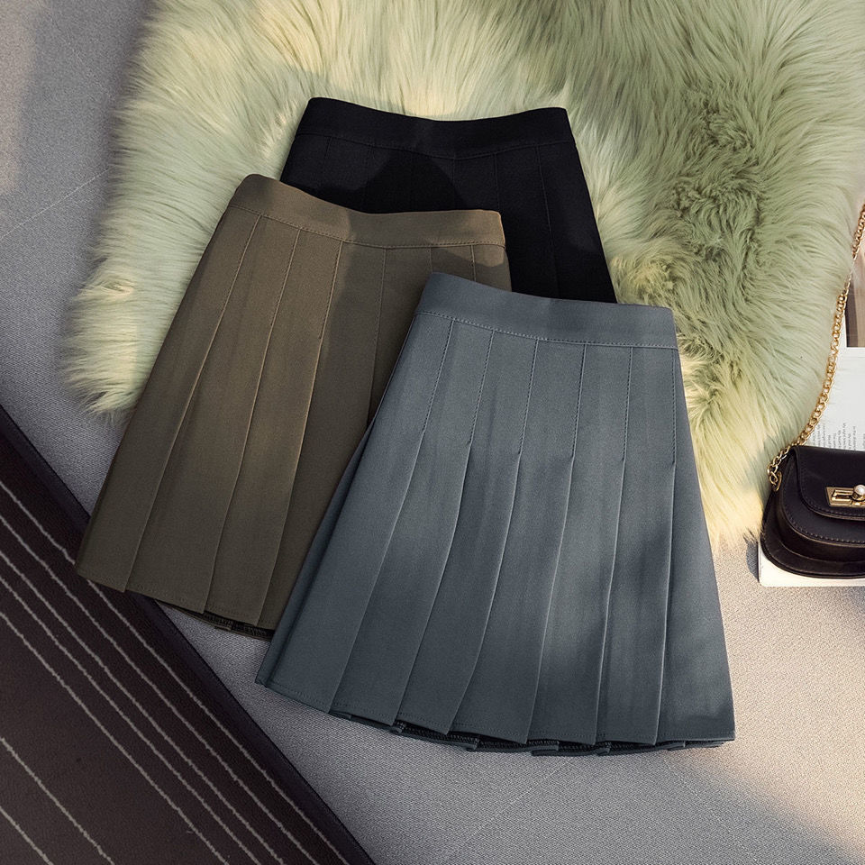 Nomikuma High Waist Thick Pleated A-line Skirts Korean Sweet Spring New Women Skirt Causal Solid Faldas Mujer 6E046 210427