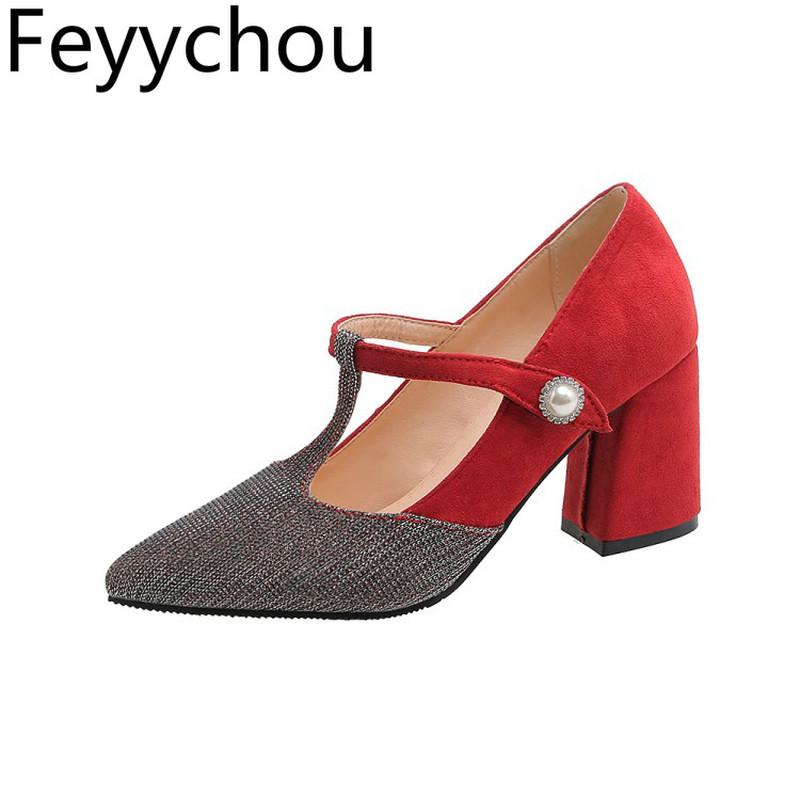 Dress Shoes Women Pumps High Heels Pointed Toe Flock T-Strap Thick Heel Mixed-colors 2021 Sexy Fashion Casual Party Red Black
Dress Shoes Women Pumps High Heels Pointed Toe Flock T-Strap Thick Heel Mixed-colors 2021 Sexy Fashion Casual Party Red Black