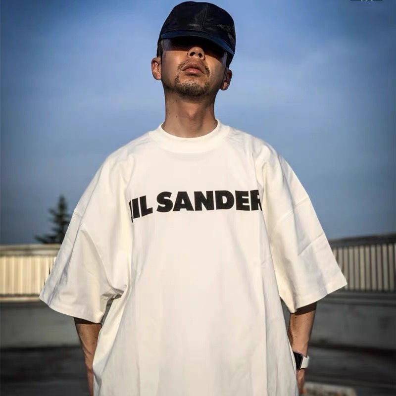 men women 100% cotton jil loose OS version sander letter printed round neck casual short-sleeved T-shirt, Black
men women 100% cotton jil loose OS version sander letter printed round neck casual short-sleeved T-shirt, Black