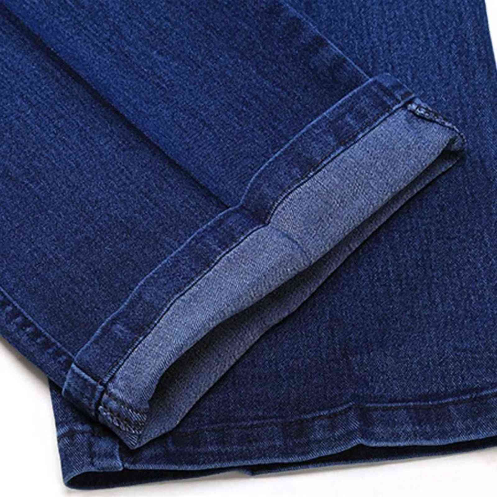 Size 30-45 Men Business Jeans Classic Male Stretch Jeans Plus Size Baggy Straight Men Denim Pants Cotton Blue Work Jeans Men 211120