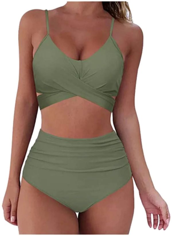 2021 European and American bikini cross high waist split two-piece swimsuit women, Red;black
2021 European and American bikini cross high waist split two-piece swimsuit women, Red;black