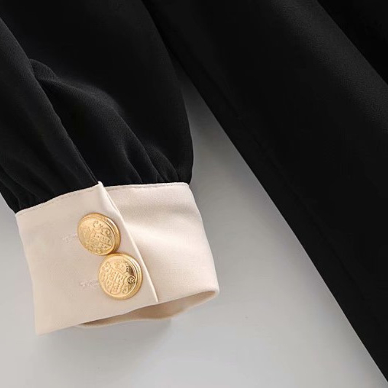 Casual Woman Black Patchwork Dress Fashion Ladies Autumn TurnDown Collar es Female Elegant Long Sleeve 210515