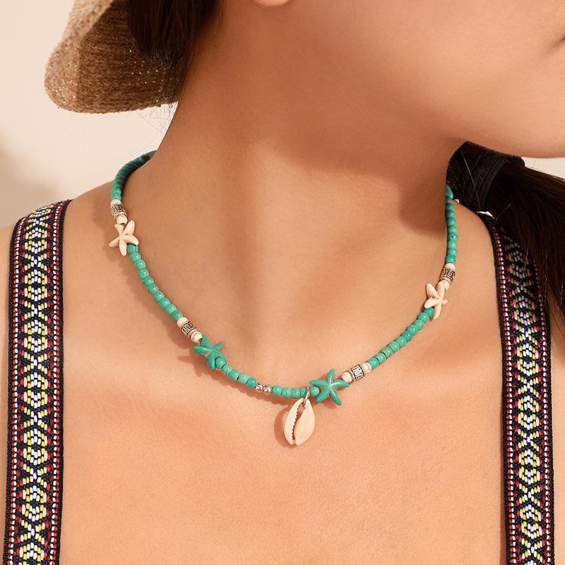 Pendant Necklaces 2021 Bohemia Necklace Fashion Beach Wind Shell Starfish String Blue Bead Single Layer For Women
Pendant Necklaces 2021 Bohemia Necklace Fashion Beach Wind Shell Starfish String Blue Bead Single Layer For Women