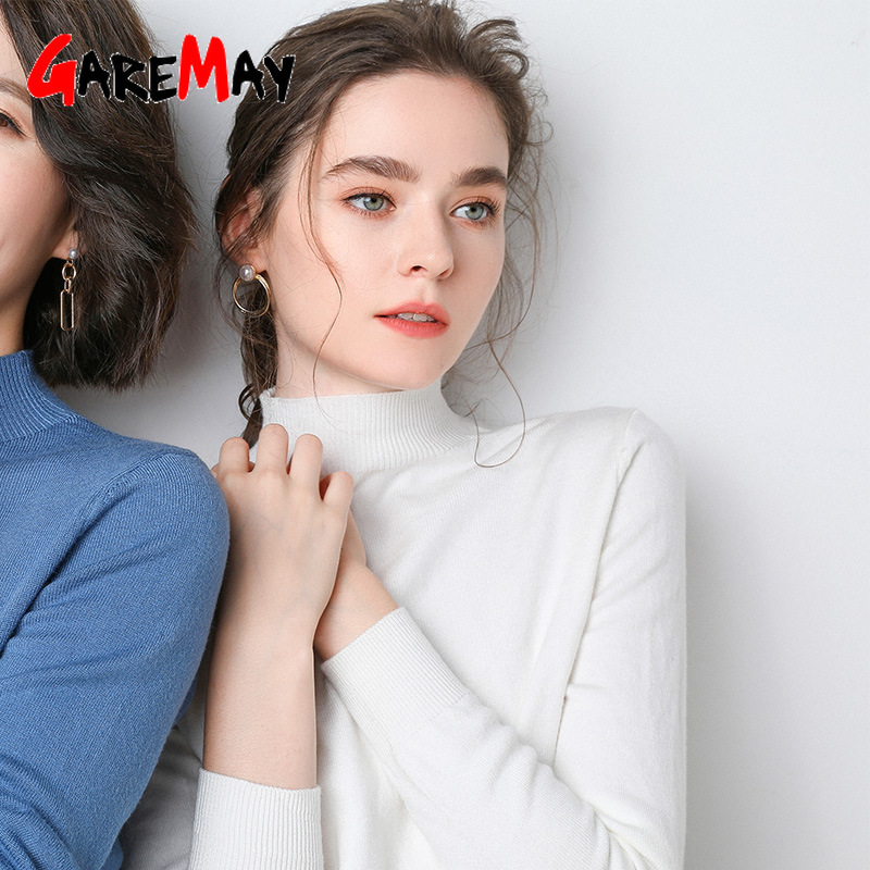 Women Knitting Sweater Long Sleeve Solid Soft Slim Female Stretch Fall Winter Short Round Neck Pullovers Knitwear Jumper 210428