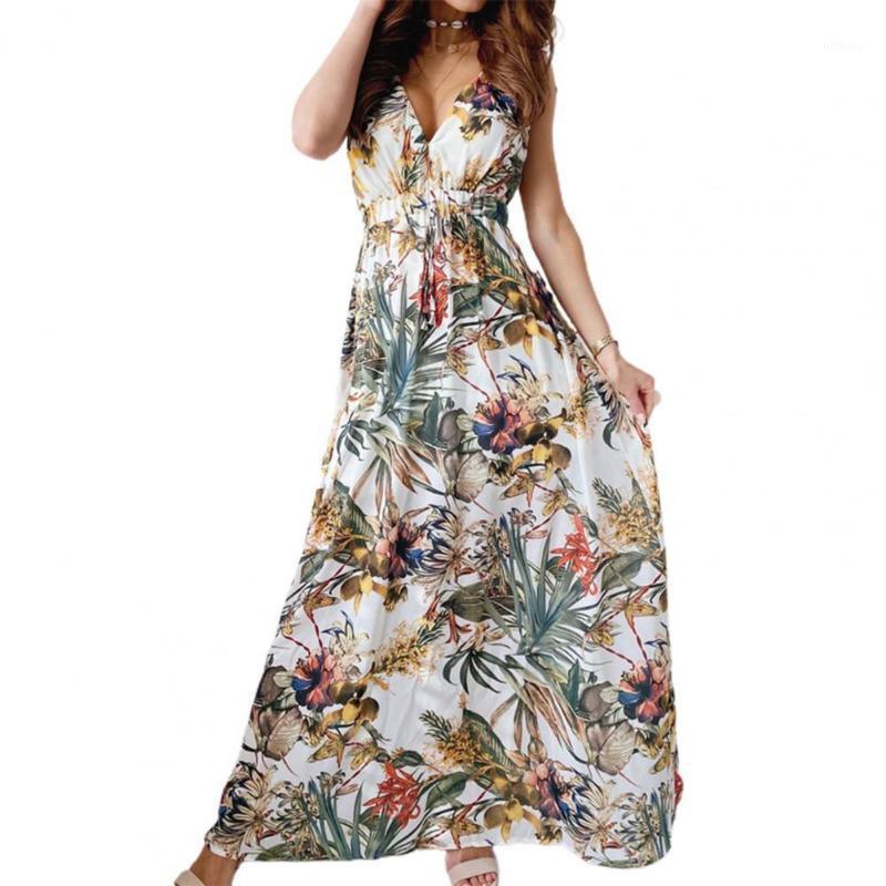 Bohemian Women Dress Deep V Neck Backless Leaf Floral Print Sleeveless Maxi Streetwear For Party Women' Swimwear, White
Bohemian Women Dress Deep V Neck Backless Leaf Floral Print Sleeveless Maxi Streetwear For Party Women' Swimwear, White