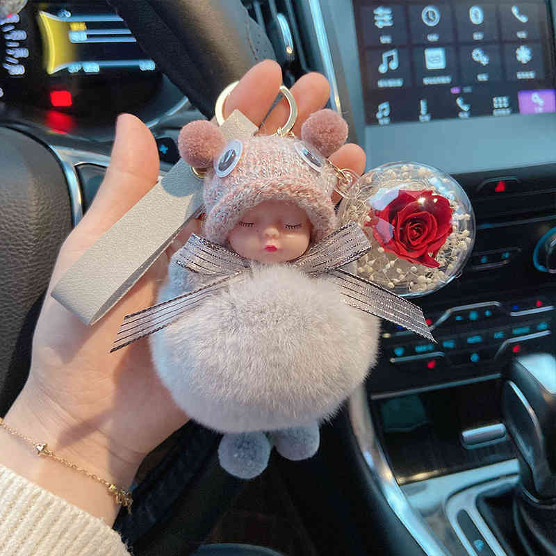 Car Key Pendant Women's Net Red Exquisite Plush Doll Chain 2021 Small Girl Cute