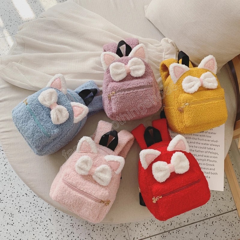 Kids Mini Backpack Purse Cute Bow School Bags for Baby Girl Kawaii Plush School Backpack