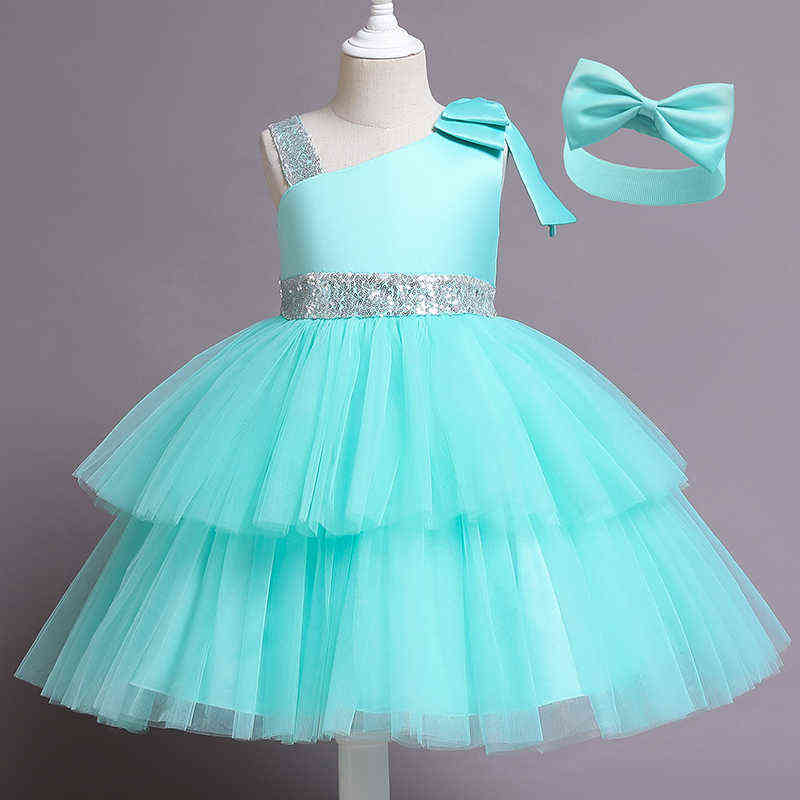 Summer Baby Dress Girl Beading 1st Birthday Dress For Baby Girl Dress Elegant Princess Dresses Infant Party Christening Gown AA220303
