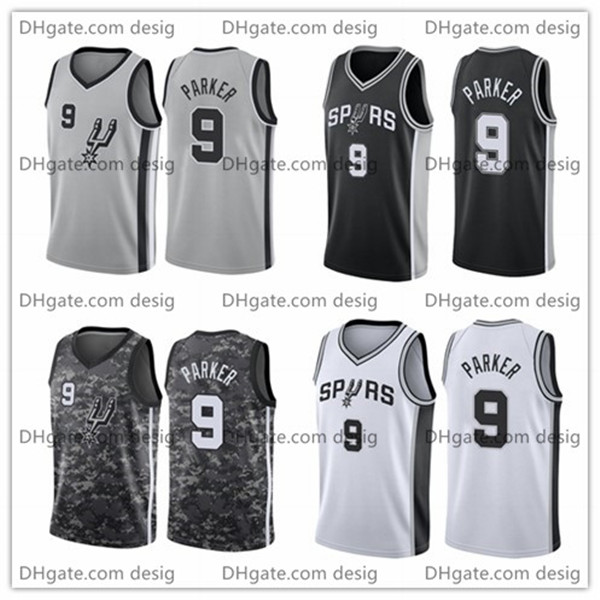 Men Spurs Male Tony Parker #9 City Edition Camo Basketball Jersey, Black