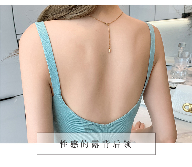 Arrival Knitted Bodycon Dress Women Sexy V-Neck Summer Blue Sleeveless Mid-Length Party Dresses Vestidos 210520