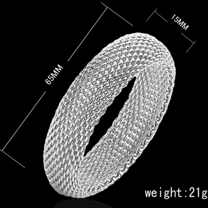 Bangle Korean Style Silver Plated Nesh Woven Bracelets For Women 2021 Female Fashion Jewelry Birthday Gifts Souvenir Bangles 15mm*65mm