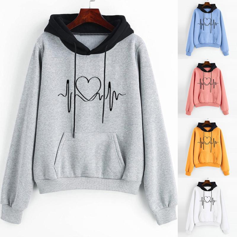 Gym Clothing Hoodie 2021 Spring And Autumn Sweatshirt Ladies Casual Heart-shaped Art Printed Long Sleeve Hooded Fashion Top, White;black
Gym Clothing Hoodie 2021 Spring And Autumn Sweatshirt Ladies Casual Heart-shaped Art Printed Long Sleeve Hooded Fashion Top, White;black