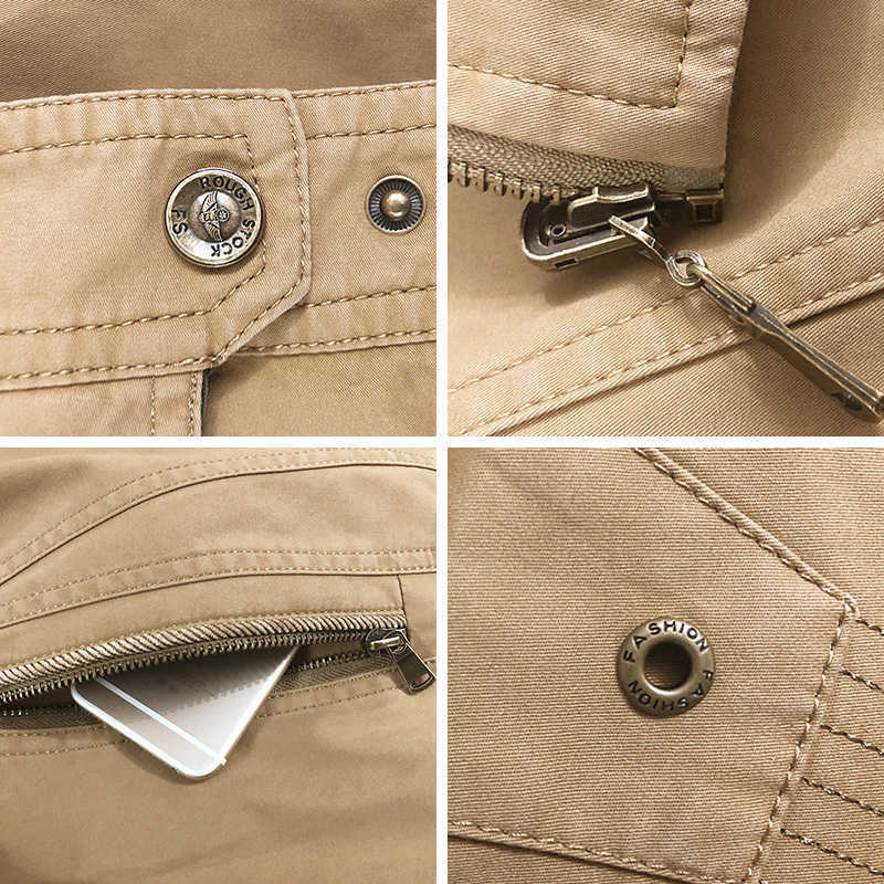 Spring Autumn Europe Middle Aged Men's Double-Sided 100% Cotton Casual Father Style Khaki Jacket Coat Man Black blue Coats 210818