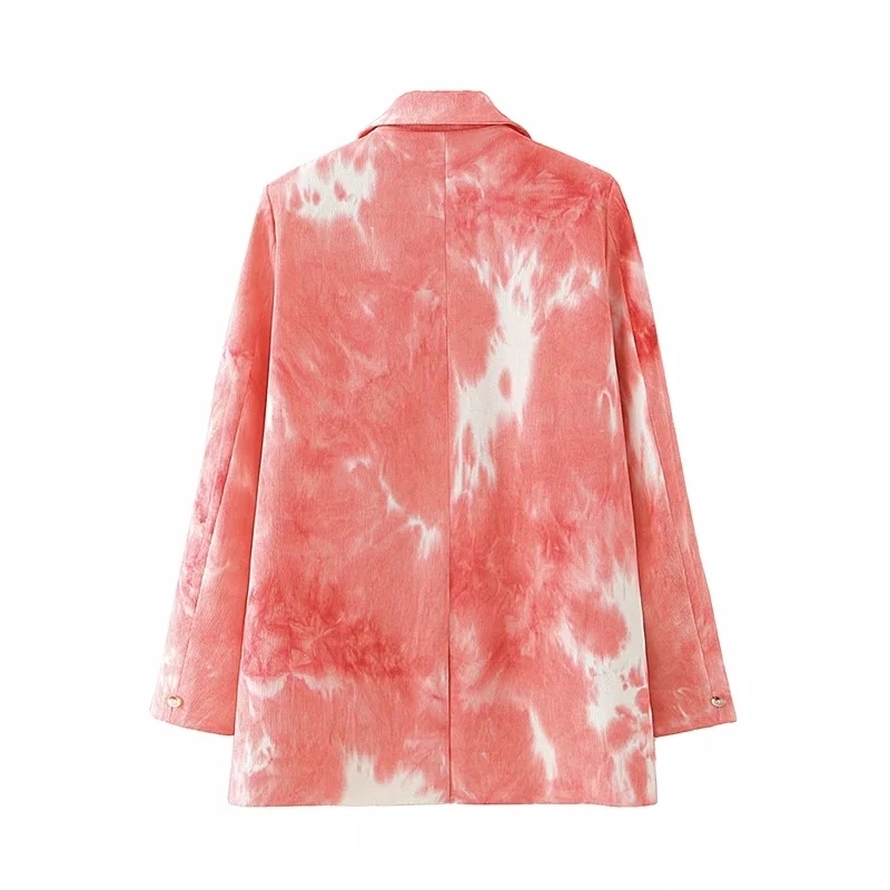 casual women elegant tie dye long blazers fashion ladies loose patchwork jacket suits female chic girls set 210430