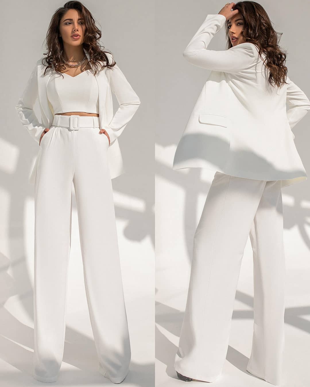 Leisure White Women Holiday Suits Loose Wide Leg Mother of the Bride Pants Tuxedos Prom Evening Guest Wedding Wear 2 Pieces