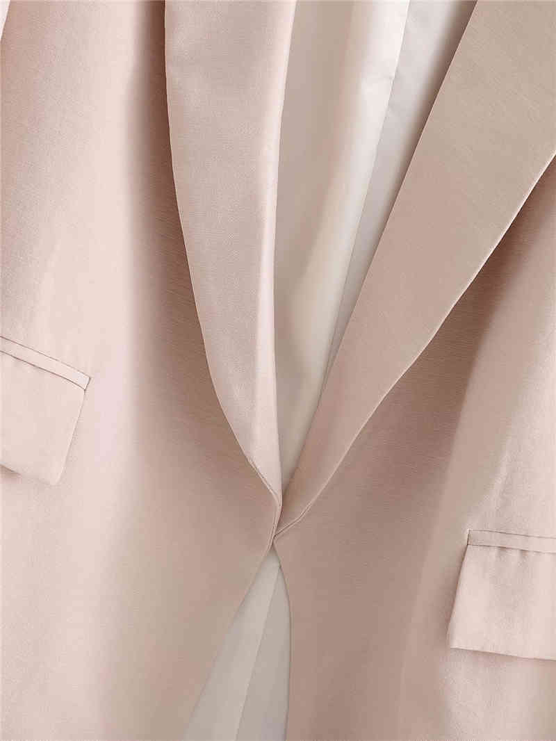 elegant women solid beige full sleeve blazer fashion ladies pocket causal female cardigan girls chic suits 210430