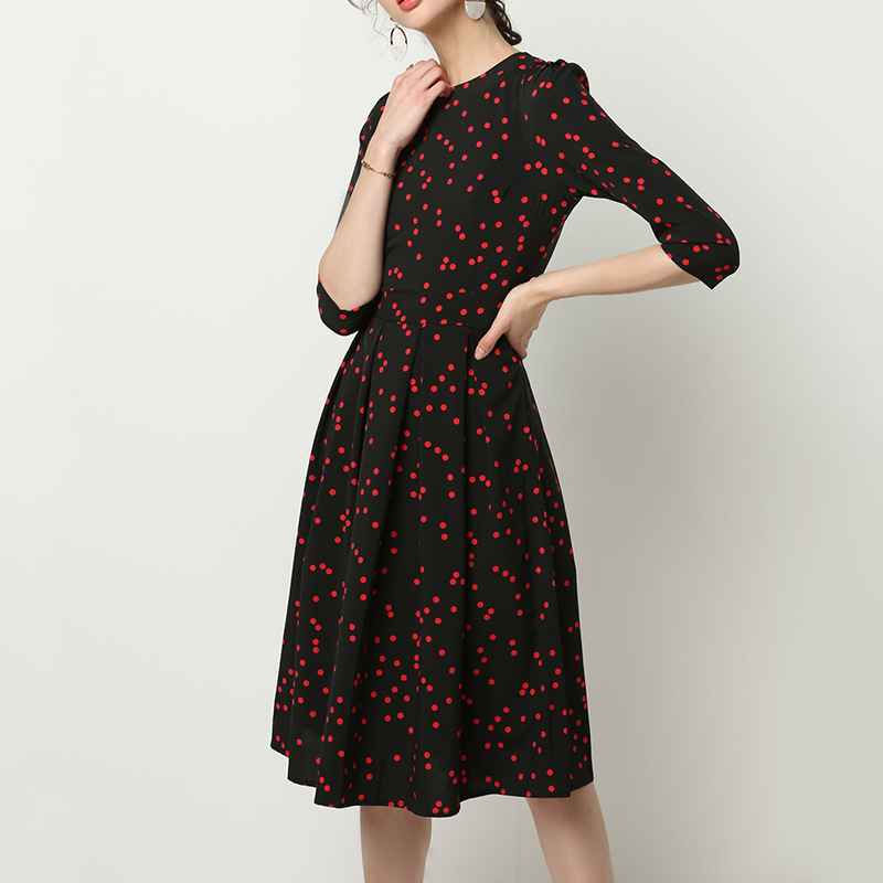women Long dresses Spring Summer dots printed half sleeve female pleated elegent slim long 210524, Red dots
women Long dresses Spring Summer dots printed half sleeve female pleated elegent slim long 210524, Red dots