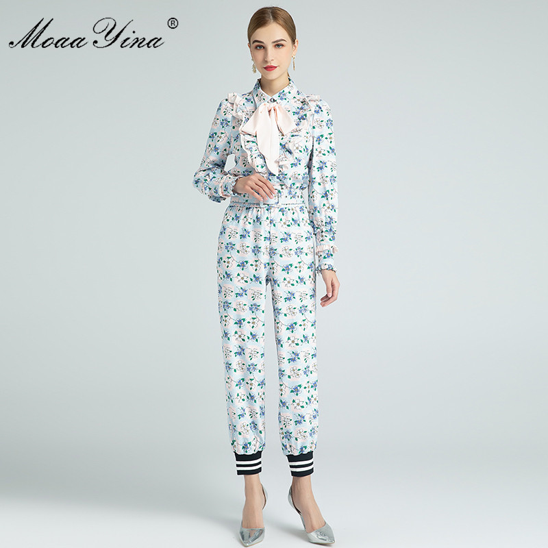 Fashion Designer Set Spring Autumn Women's Ruffles Long sleeve Blouses Tops+Floral-Print Trousers Two-piece set 210524, Multi
Fashion Designer Set Spring Autumn Women's Ruffles Long sleeve Blouses Tops+Floral-Print Trousers Two-piece set 210524, Multi
